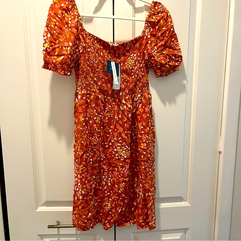 Roxy Red Floral Puff Sleeve Mini Dress